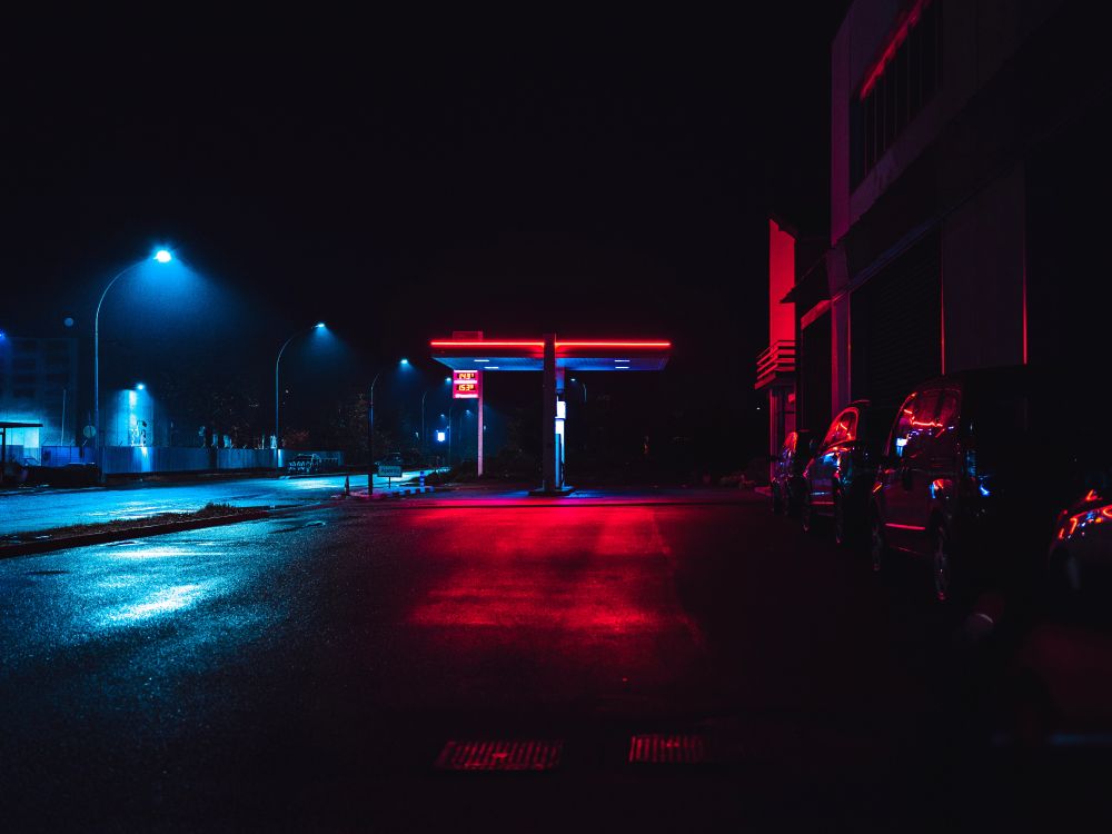 Cars Parked on Side of The Road During Night Time. Wallpaper in 7387x5538 Resolution