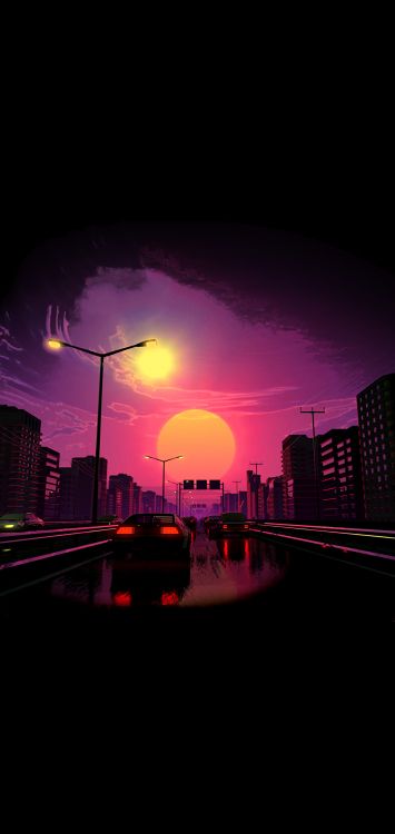 Rythmes Lo-fi, Art, Atmosphère, L'éclairage Automobile, Afterglow. Wallpaper in 1024x2161 Resolution