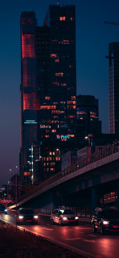 Image skyscraper, night, building, light, infrastructure