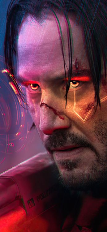 Keanu Reeves, Art John Mèche, Cyberpunk 2077, Art, Artiste. Wallpaper in 1080x2340 Resolution