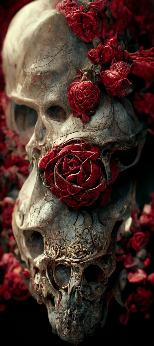 Image skull, head, plant, mouth, flower