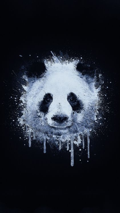 Panda Metalico, el Panda Gigante, Arte, Retrato, Camiseta. Wallpaper in 1440x2560 Resolution