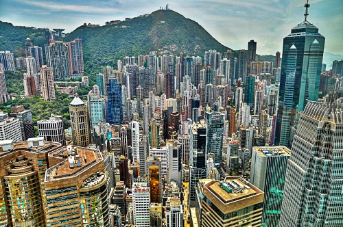 Image aerial view of city buildings during daytime