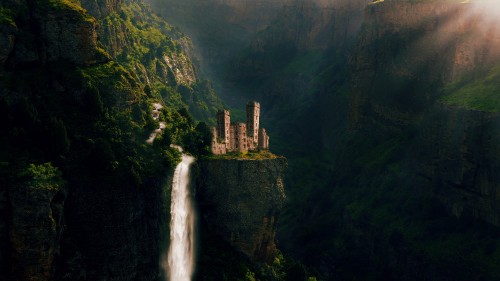 Image waterfalls in the middle of the forest