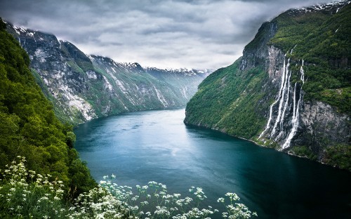 Image seven sisters waterfall, Geirangerfjord, geiranger, Skagefl, fjord