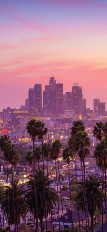 Los Angeles IOS 16, Cloud, Gebäude, Wolkenkratzer, Afterglow. Wallpaper in 1080x2337 Resolution