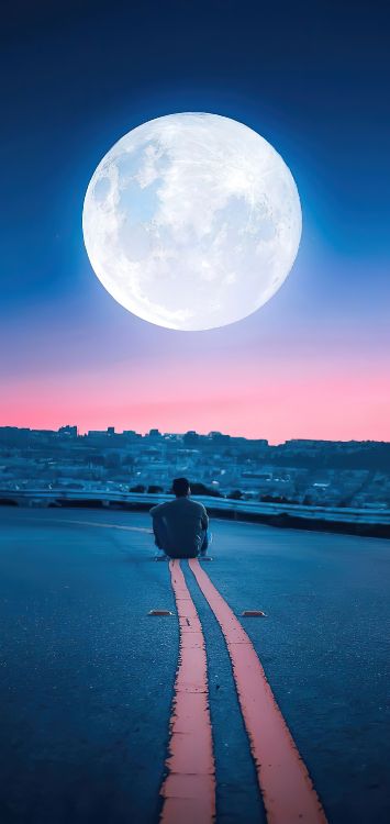 Réflexion, Minecraft, Blue Moon, Pleine Lune, DEUX FOIS. Wallpaper in 1422x3000 Resolution