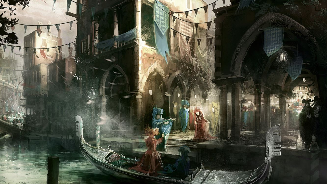 Personnes Montant Sur un Bateau Sur la Rivière Entre Les Bâtiments Pendant la Journée. Wallpaper in 2560x1440 Resolution