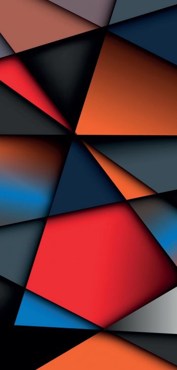 Ios, 橙色, 红色的, 色彩, 三角形 壁纸 1080x2244 允许
