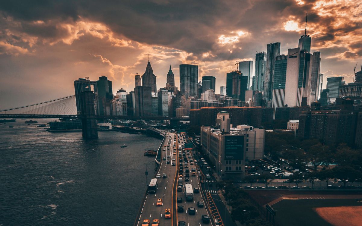 城市景观, 城市, 大都会, 天际线, 布鲁克林大桥 壁纸 3840x2400 允许