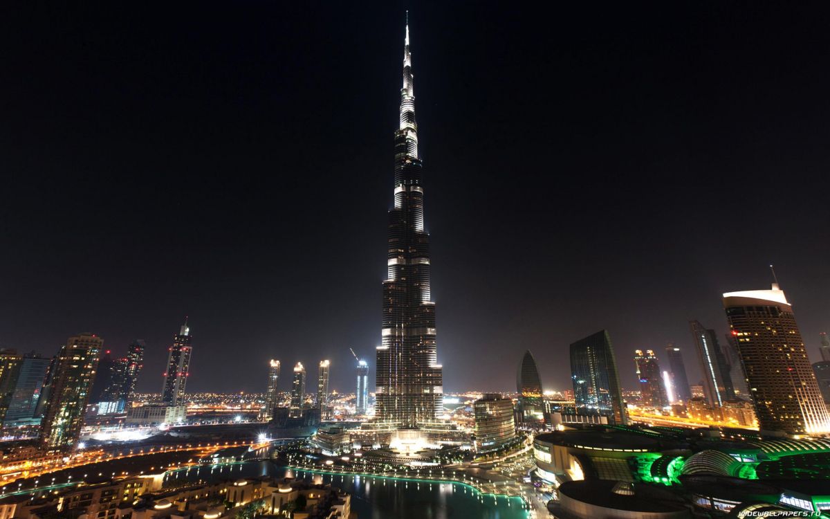 city skyline during night time