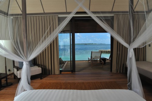 Image white and brown bed near window