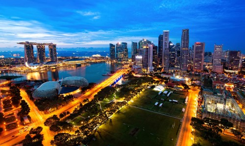 Image city skyline during night time