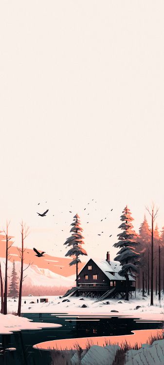 Gebäude, Fenster, Baum, Schnee, Branch. Wallpaper in 1900x4221 Resolution