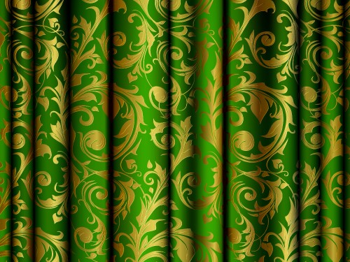 Image green and white floral curtain