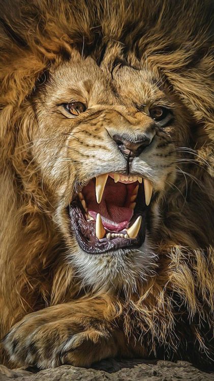 Leones, Rugido, Cabello, Cabeza, Colmillo. Wallpaper in 1070x1902 Resolution