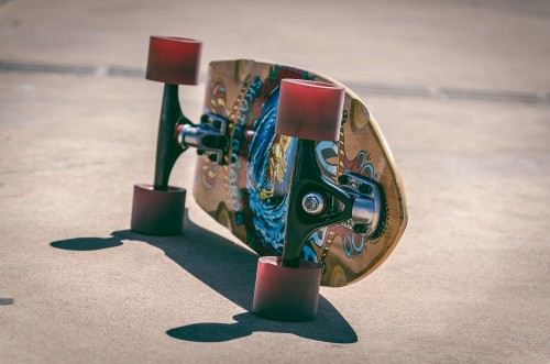 Image blue and brown horse with wing and horse print skateboard