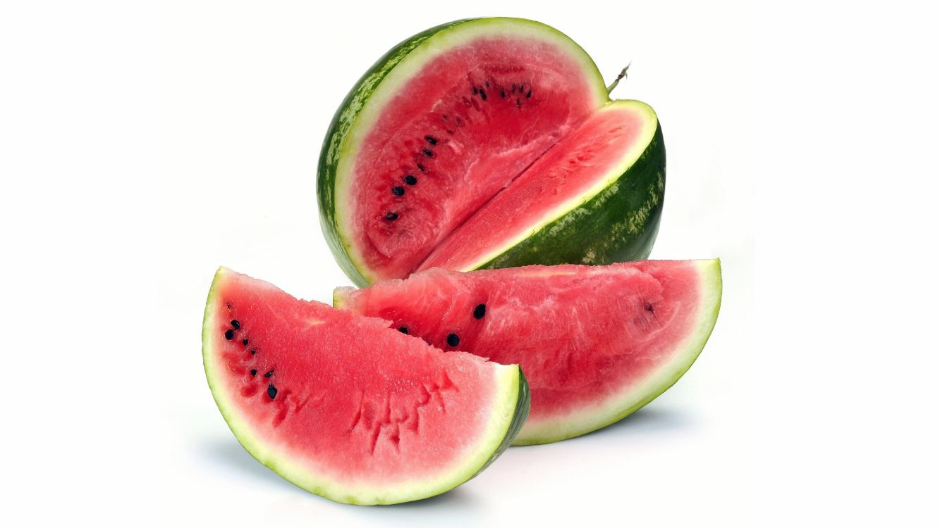 sliced watermelon on white background