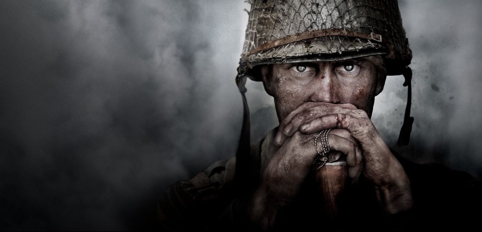 Call of Duty WWII, Activision, Facial Hair, Beard, Human. Wallpaper in 2608x1256 Resolution