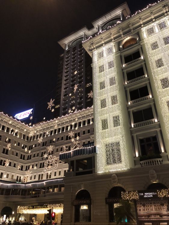 the peninsula hong kong, window, facade, architecture, night