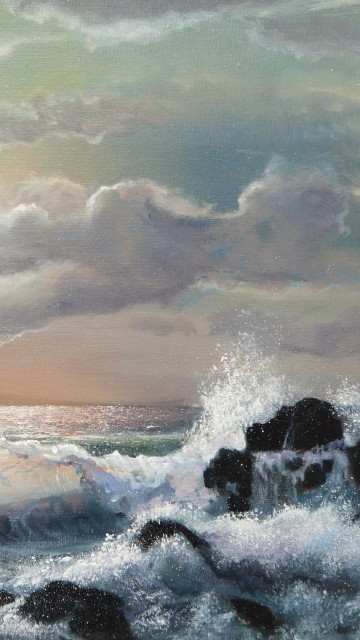 Image ocean waves crashing on shore during daytime