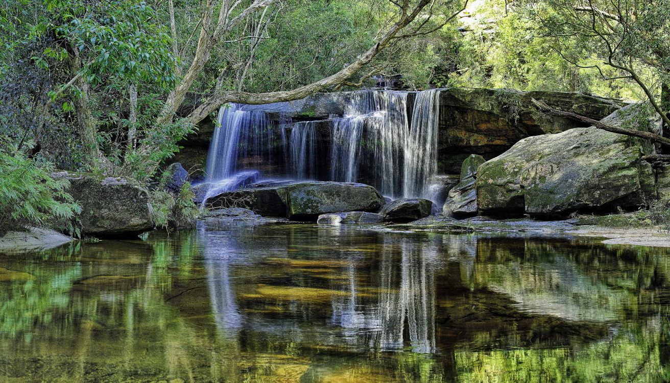 Wasser Fällt im Wald. Wallpaper in 5950x3400 Resolution