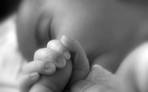 Image finger, child, nail, black and white, midwife