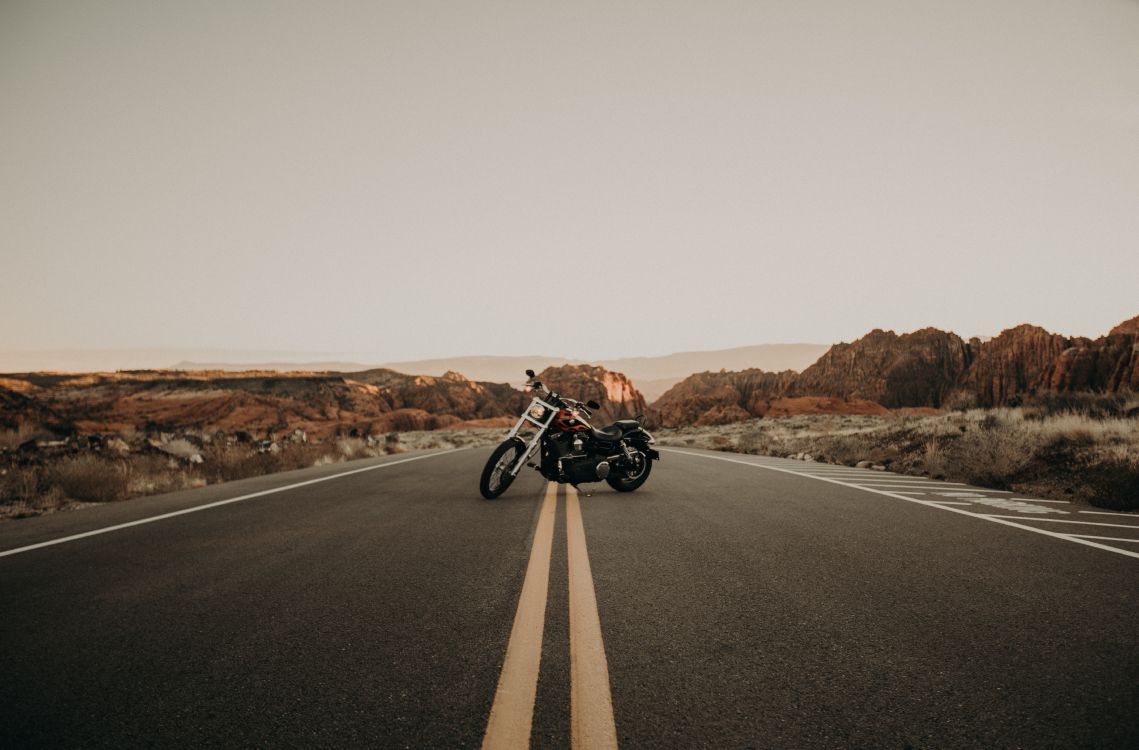 Black and White Motorcycle on Road During Daytime. Wallpaper in 6570x4326 Resolution
