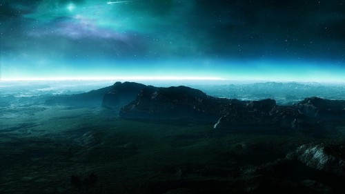 Image silhouette of mountain under blue sky during night time