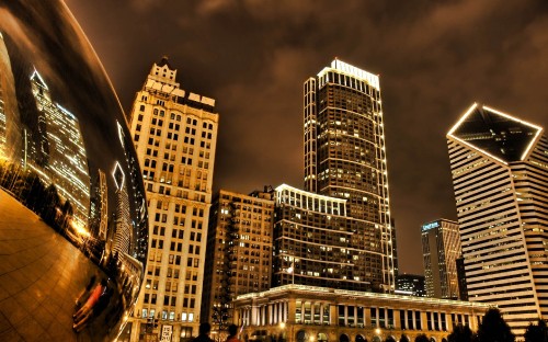 Image high rise building during night time