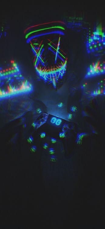 面罩, 光, 视觉效果的灯光, 气体, 电蓝色的 壁纸 1407x3045 允许