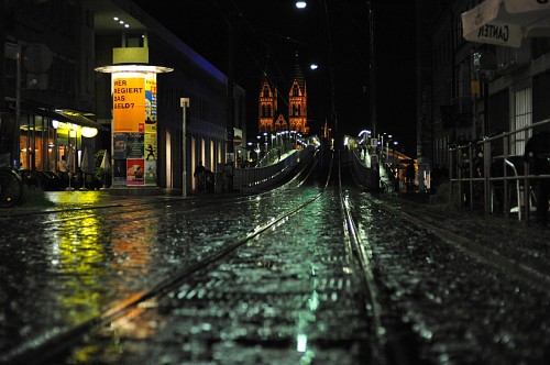 Image train rail road during night time