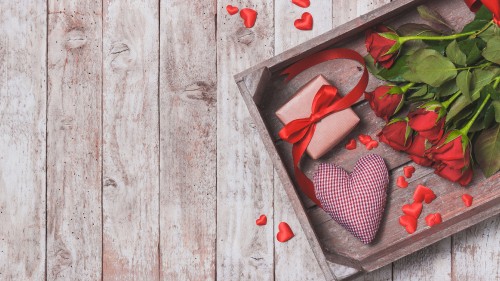 Image valentines day, heart, gift, red, wood