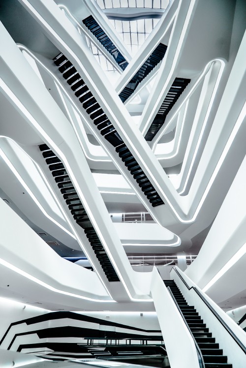 Image white and gray spiral stairs