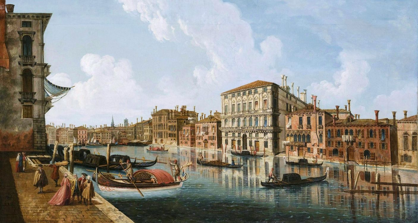 Venice, Paysage Urbain, la Peinture de Paysage, Art, Voie Navigable. Wallpaper in 2700x1440 Resolution