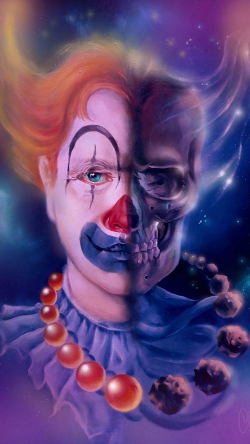 Image woman, pennywise, painting, clown, illustration