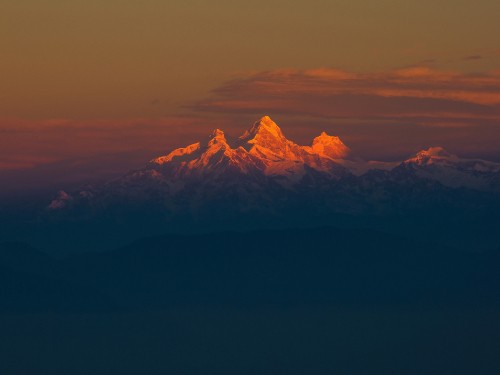 Image silhouette of mountain during sunset