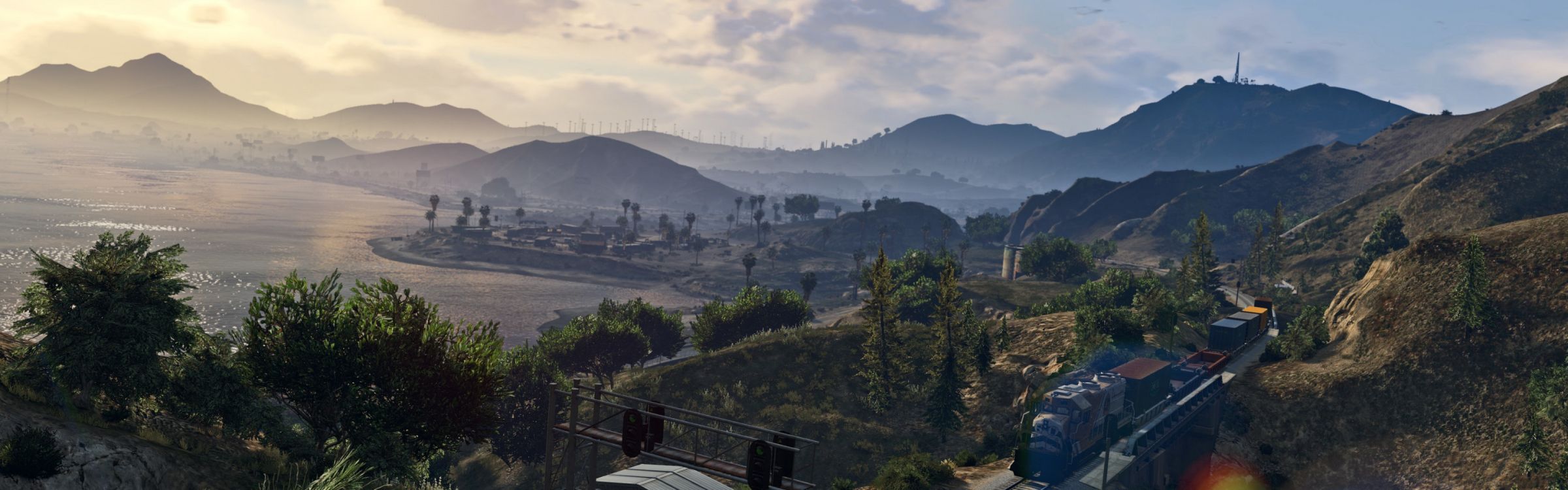Grand Theft Auto v, Rockstar Games, Playstation 4, Les Reliefs Montagneux, Highland. Wallpaper in 3360x1050 Resolution