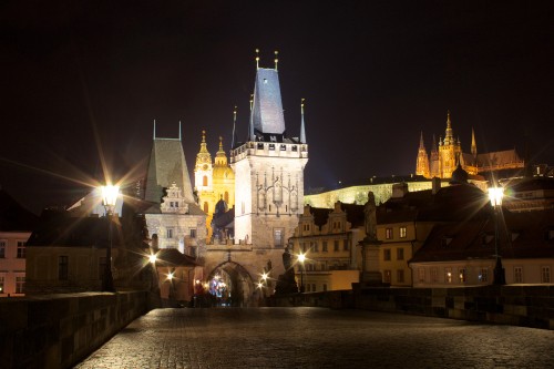 Image white and blue castle with lights during night time