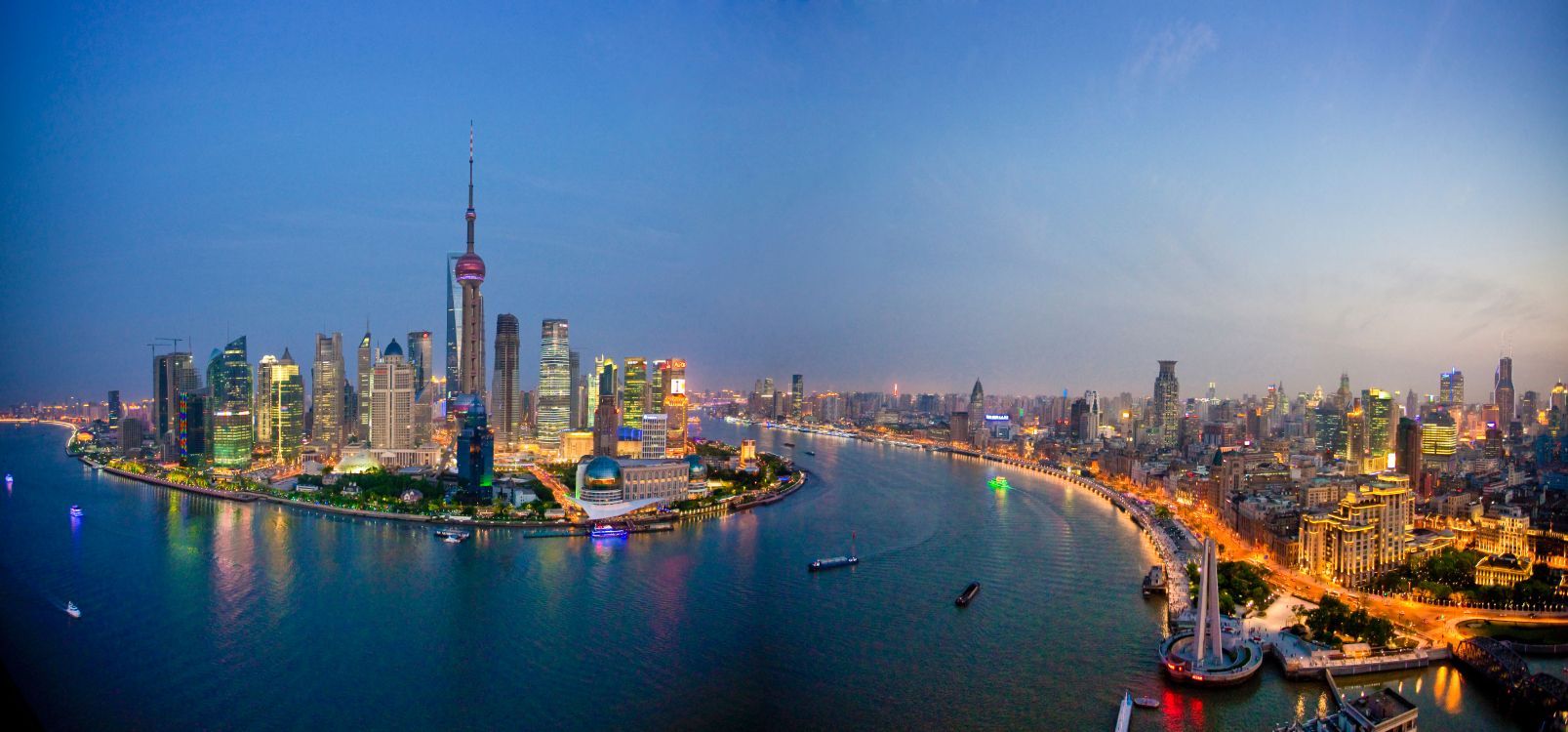 city skyline during night time