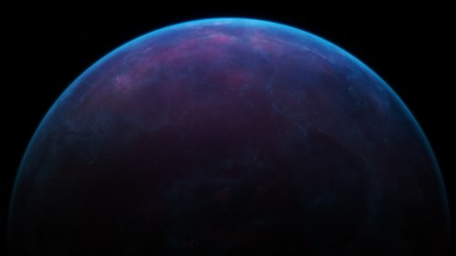 Image blue and green planet with black background