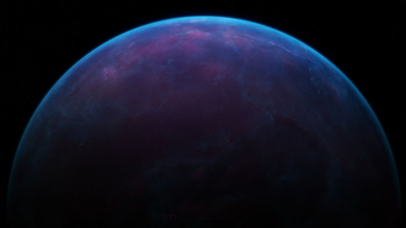 blue and green planet with black background