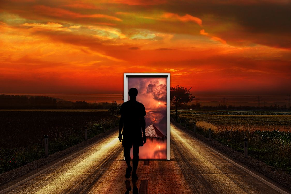 Man in Black Jacket Walking on Road During Sunset. Wallpaper in 6000x4000 Resolution