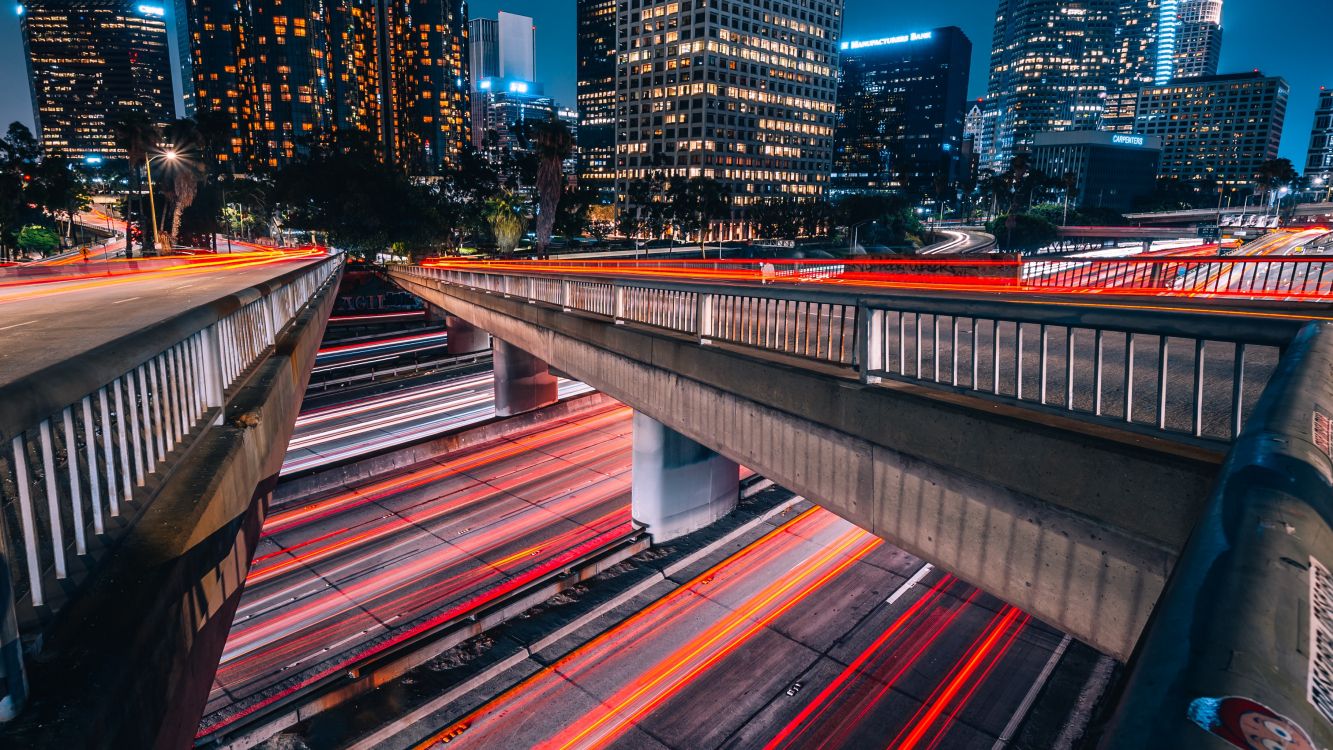 time lapse photography of city lights during night time