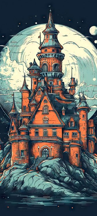 Mittelalterliche Architektur, Kunst, Architektur, Visual Arts, Zeichnung. Wallpaper in 1080x2400 Resolution