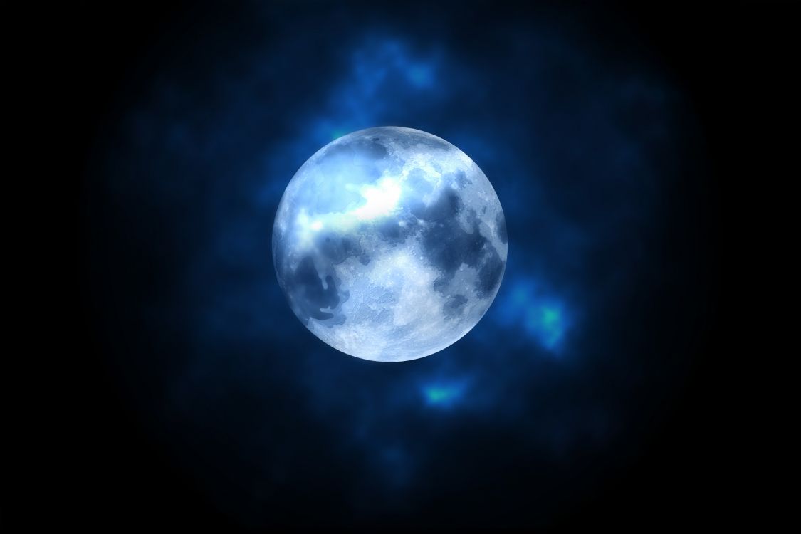 Blue and White Moon Illustration. Wallpaper in 3000x2000 Resolution