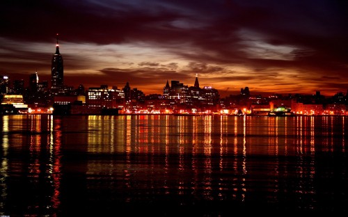 Image city skyline during night time