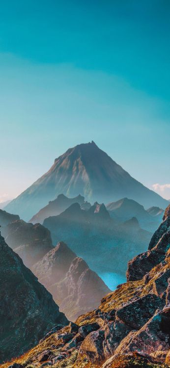 mountain, nature, landscape painting, cloud, water