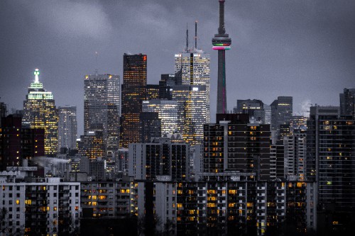 Image city skyline during night time