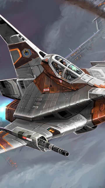 Image gray and orange fighter plane